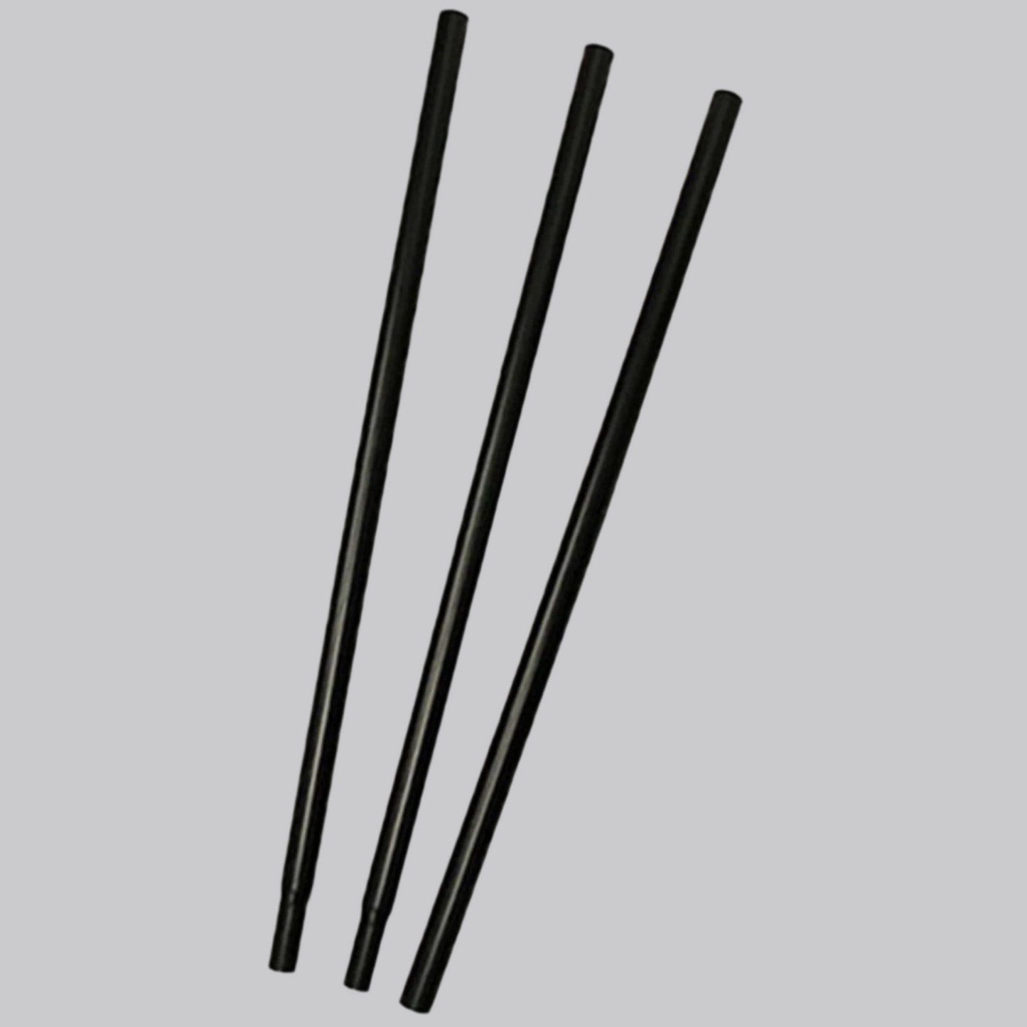 Three black metal sections of pole