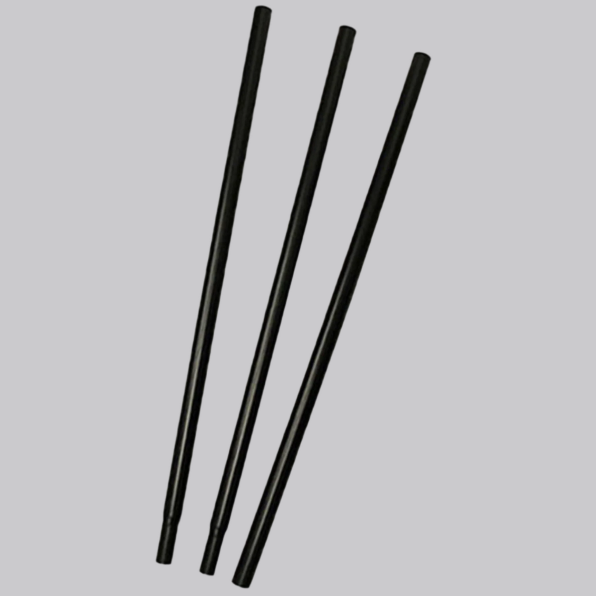 Three black metal sections of pole