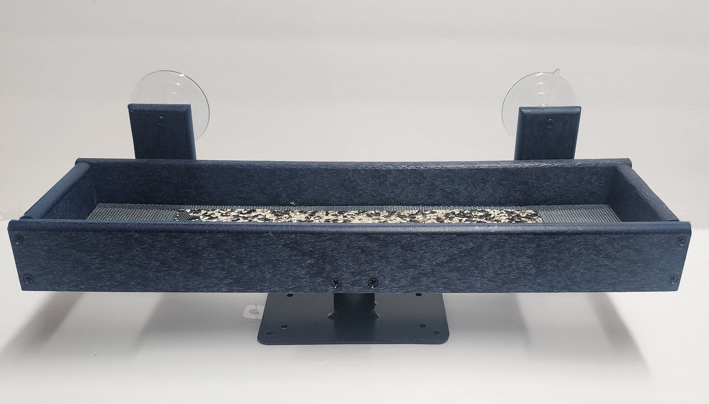 Wide blue window mount feeder with suction cups