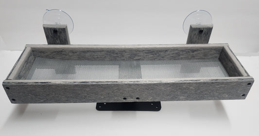 Wide marbled gray window mount feeder with suction cups