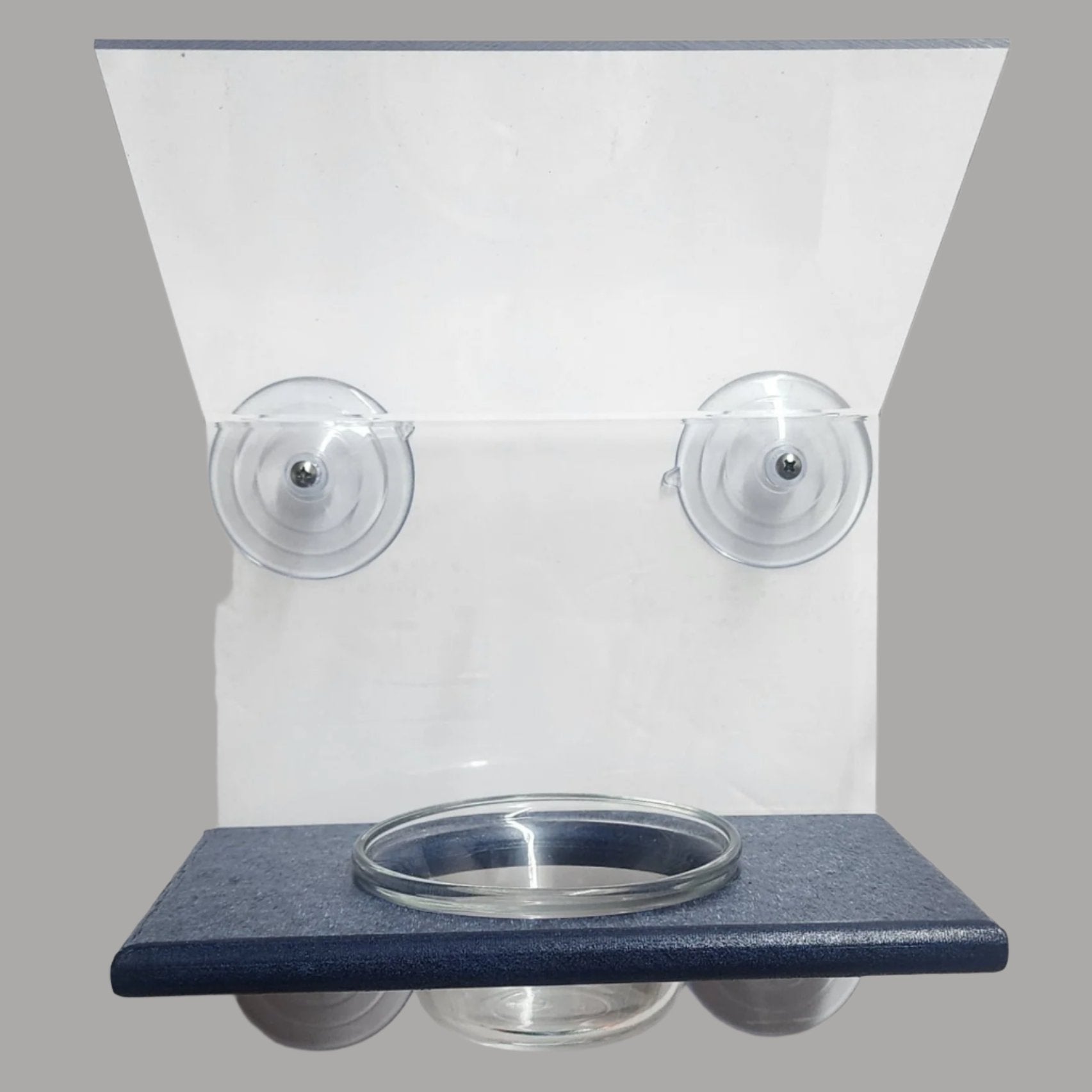 clear back, bowl and top with blue base.