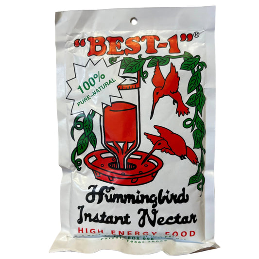 White packet with Best-1 Hummingbird Instant Nectar on label