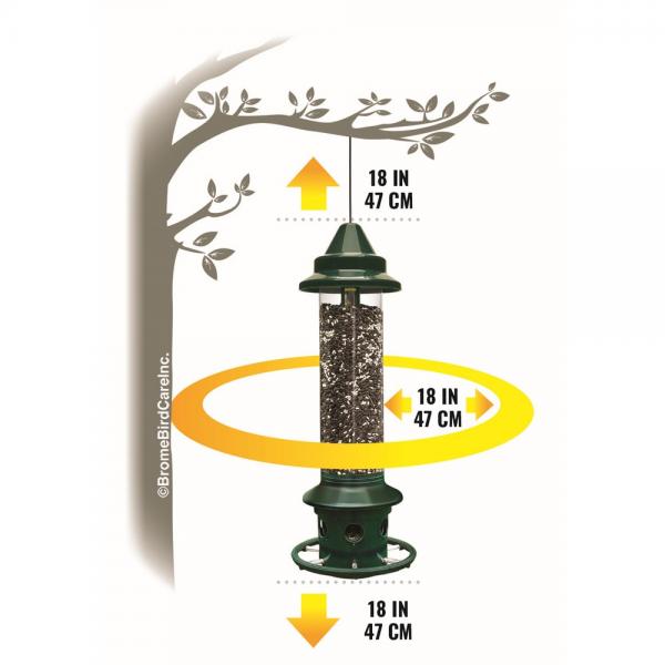 Green bird feeder with 18 inch clearance graphic