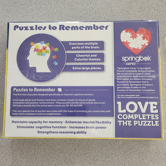 Purple and white box with Puzzles to Remember