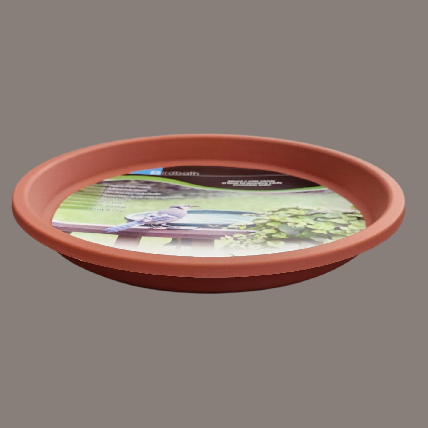clay colored birdbath dish