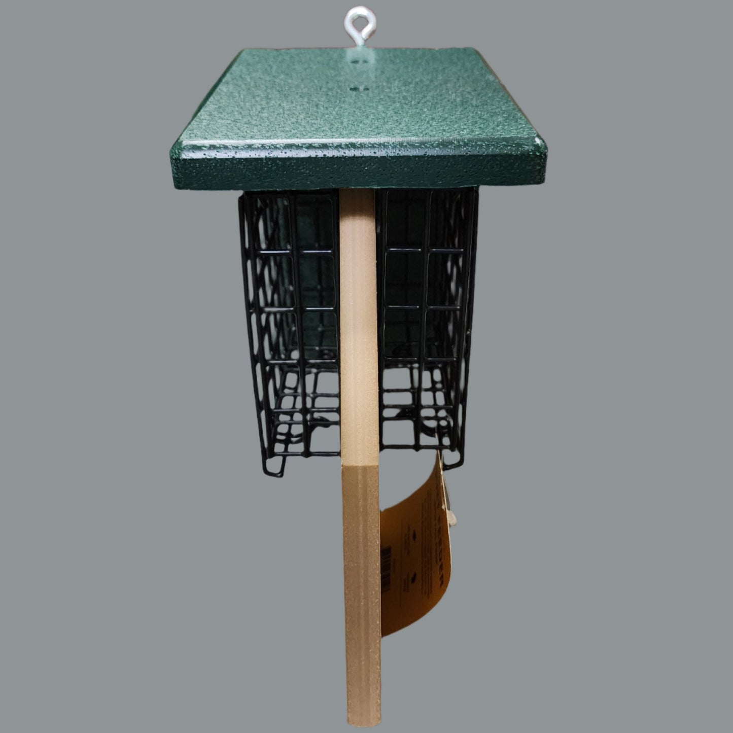 Green and tan feeder with black wire