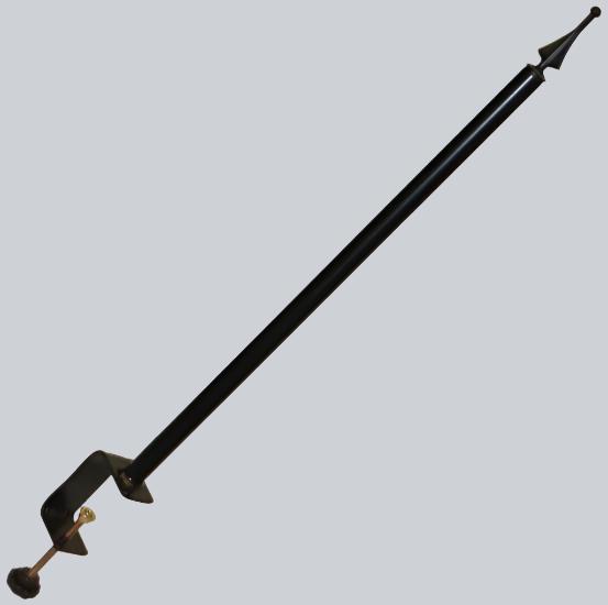 Black pole with clamp base and finial