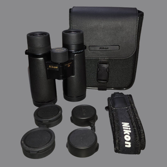 Black Binoculars, case, strap and lens covers