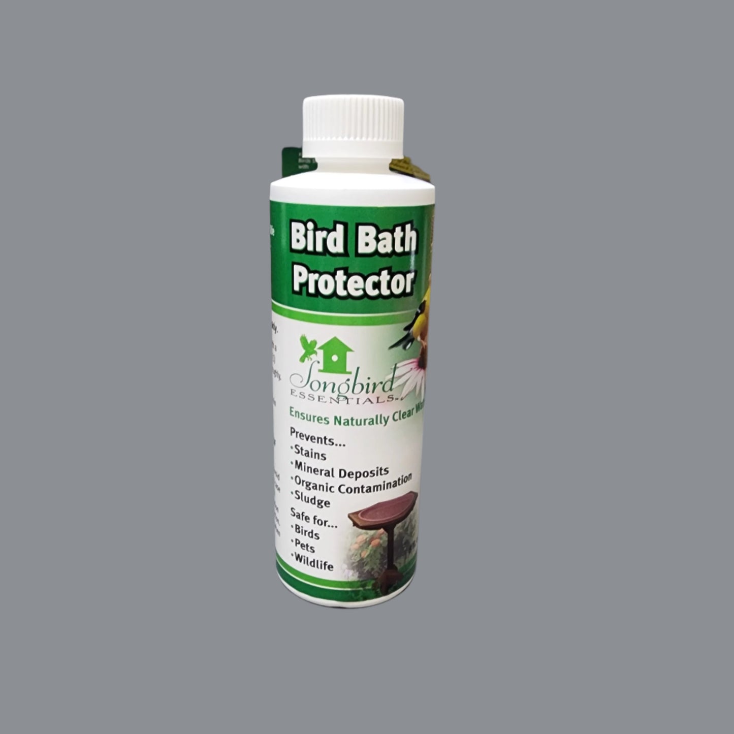white bottle with Bird Bath Protector