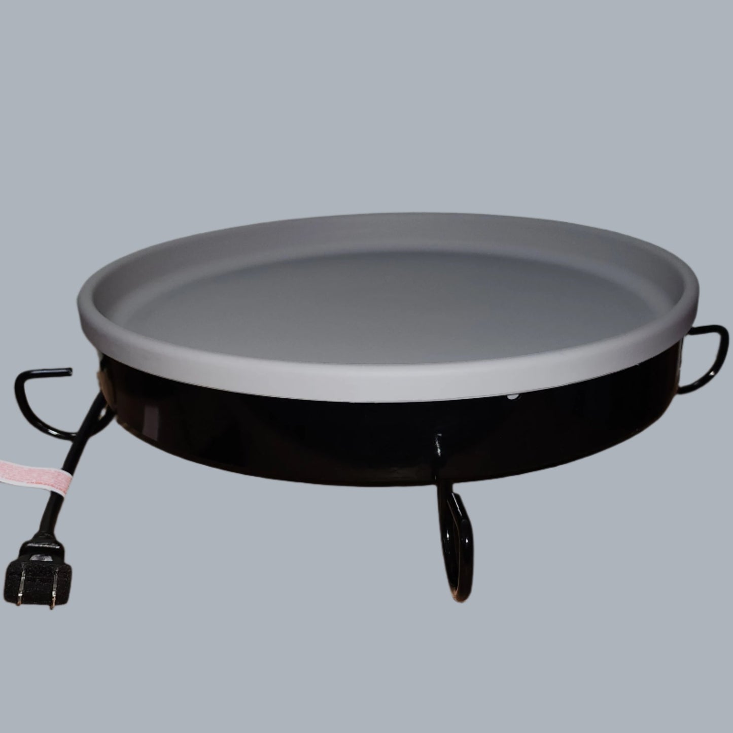 Gray bowl with black ring with legs