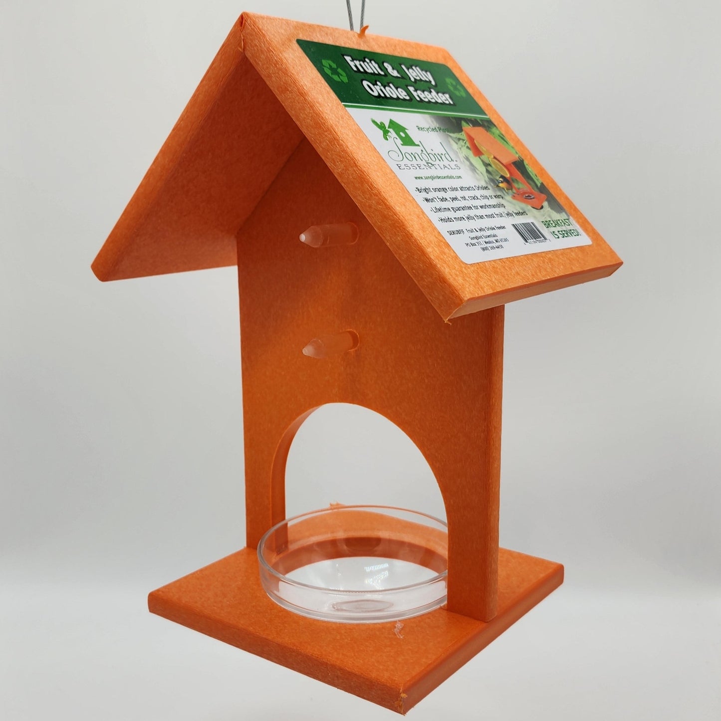 Orange feeder with clear bowl
