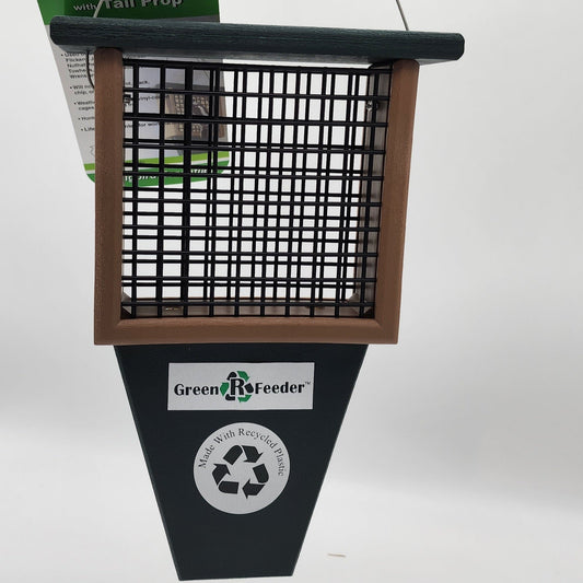 Tan and Green Tail Prop Suet Feeder