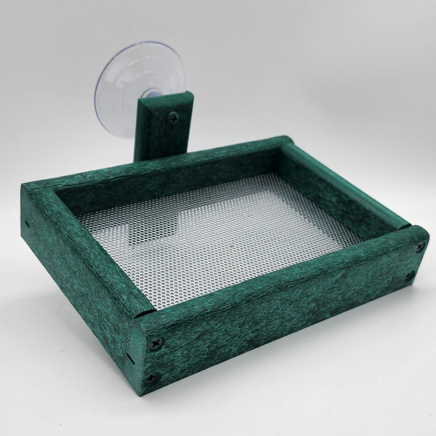 Green tray with suction cup and silver screen