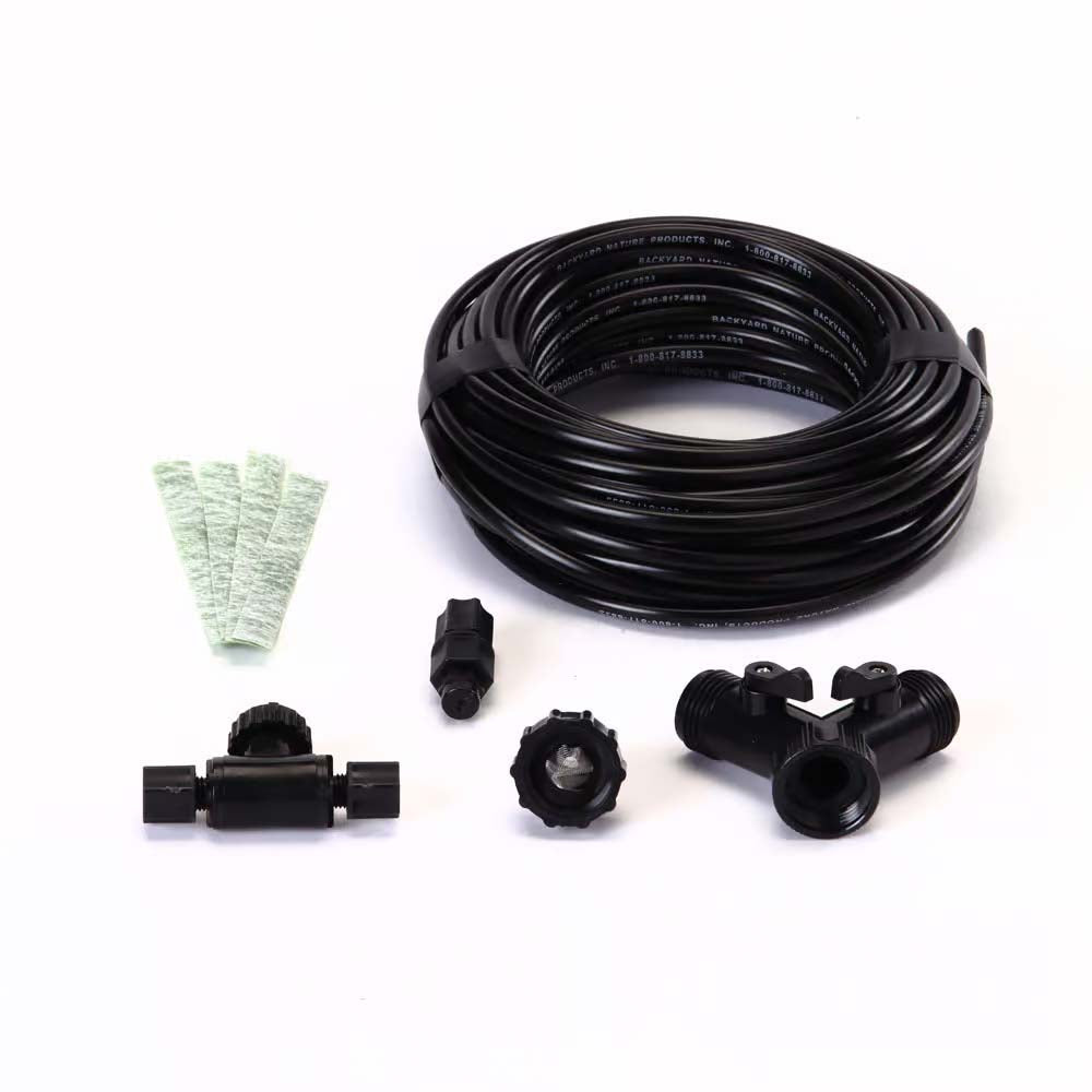 Coiled black hose with mister attacments