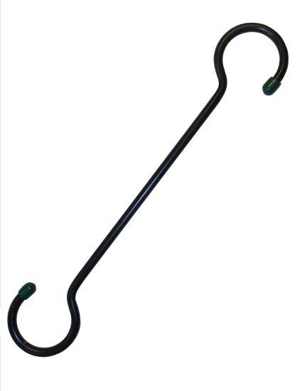 Black metal extension hook with green caps