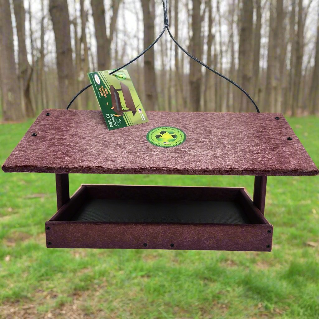 Cherry fly through bird feeder with roof