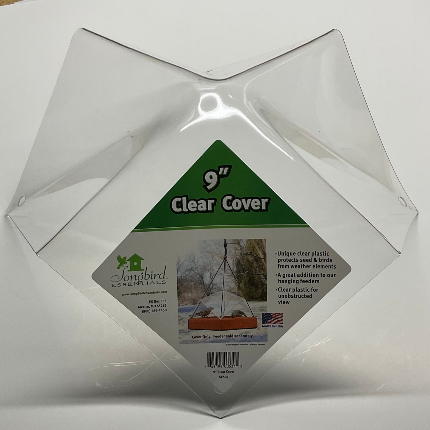 9-inch clear cover packaging on a white surface