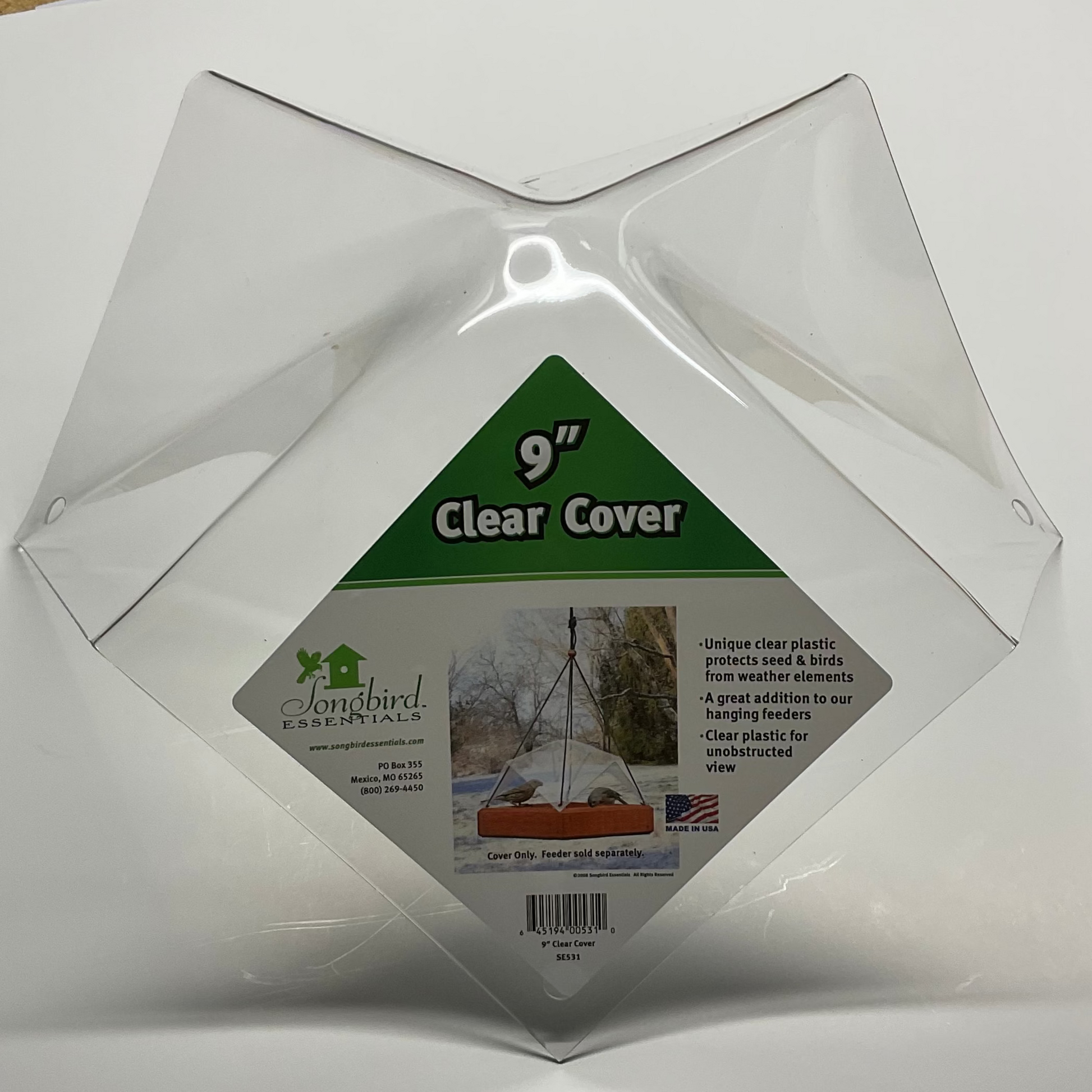 9-inch clear cover packaging on a white surface