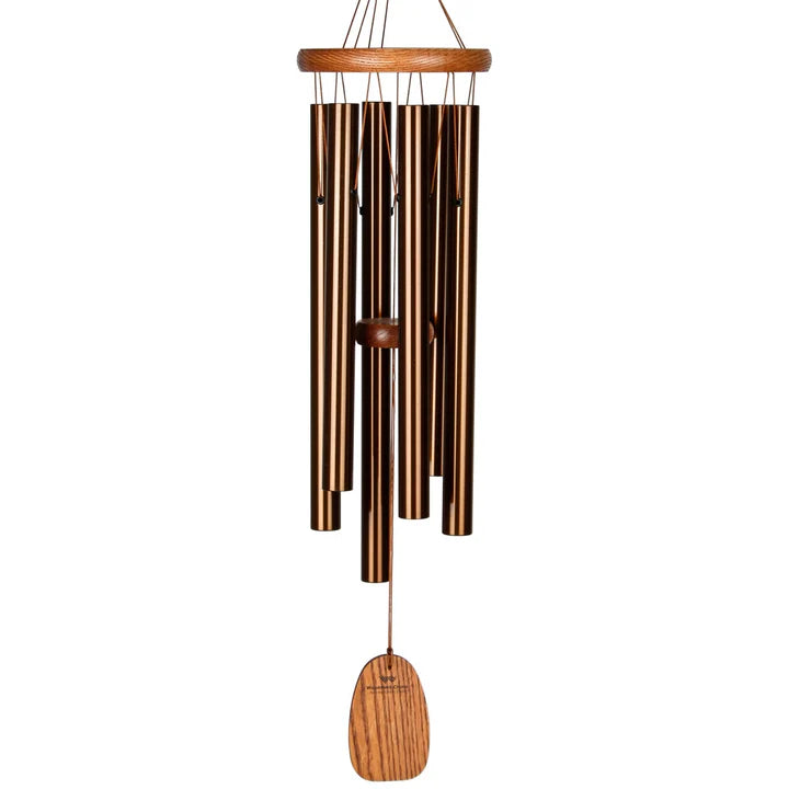 Wind chime with 6 bronze tubes with wood top and paddle