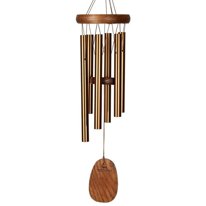 Wind chime with 6 bronze tubes with wood top and paddle