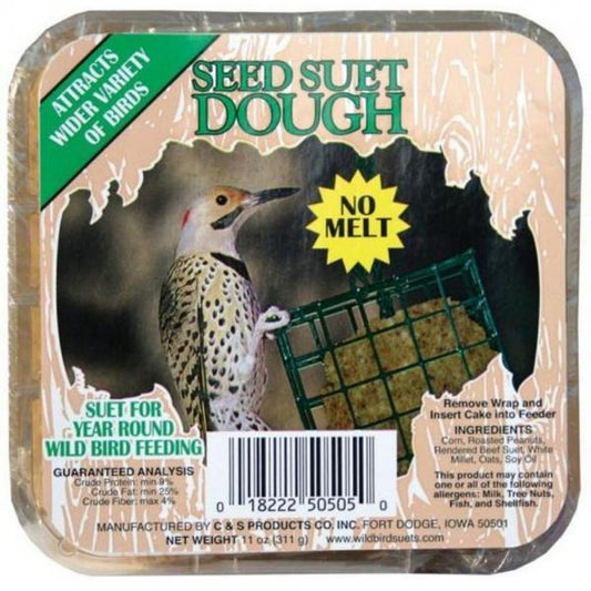 Seed Suet Dough label with Northern Flicker on cage