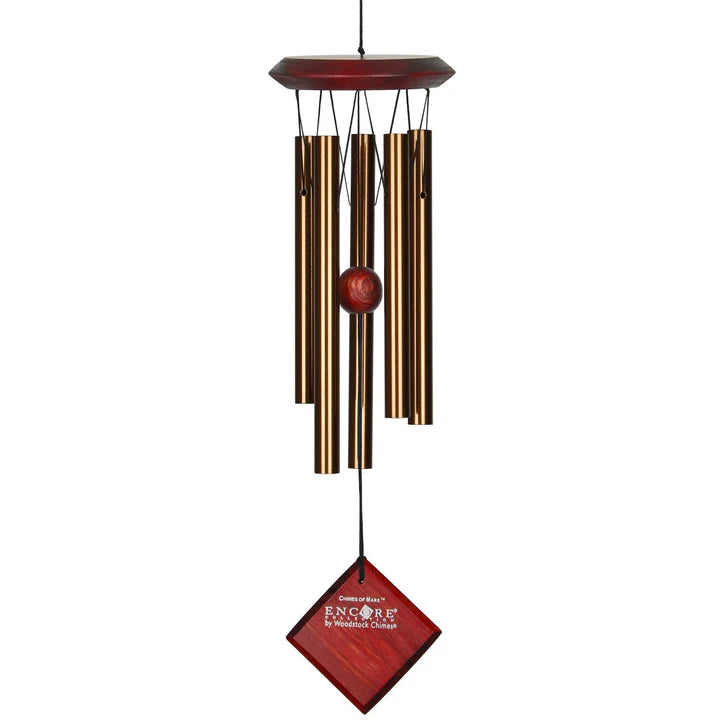 Wind Chime with 5 bronze pipes and wood top and paddle