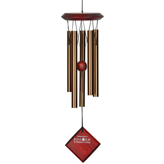 Wind Chime with 5 bronze pipes and wood top and paddle