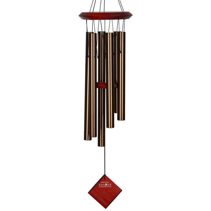 Wind chime with 6 bronze tubes and wood top and paddle