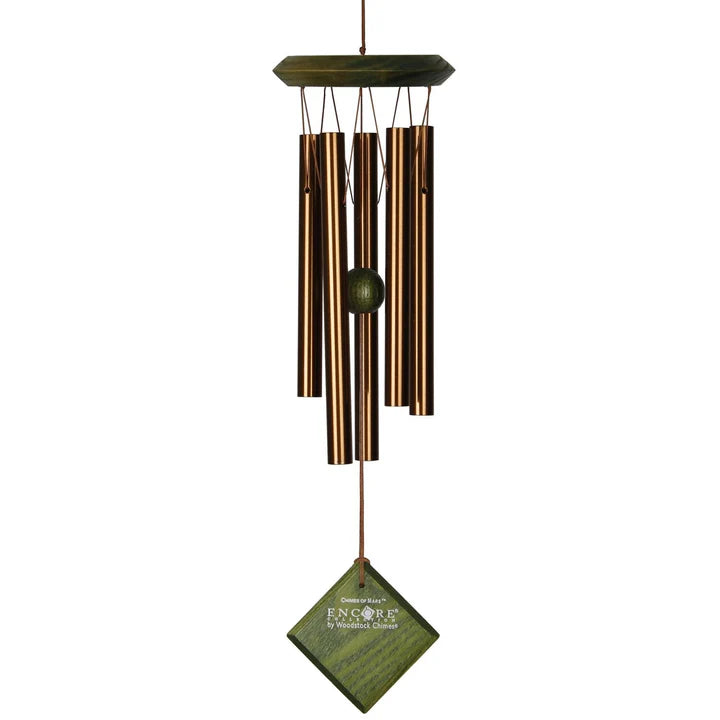 Wind Chime with 5 bronze pipes and green top and paddle