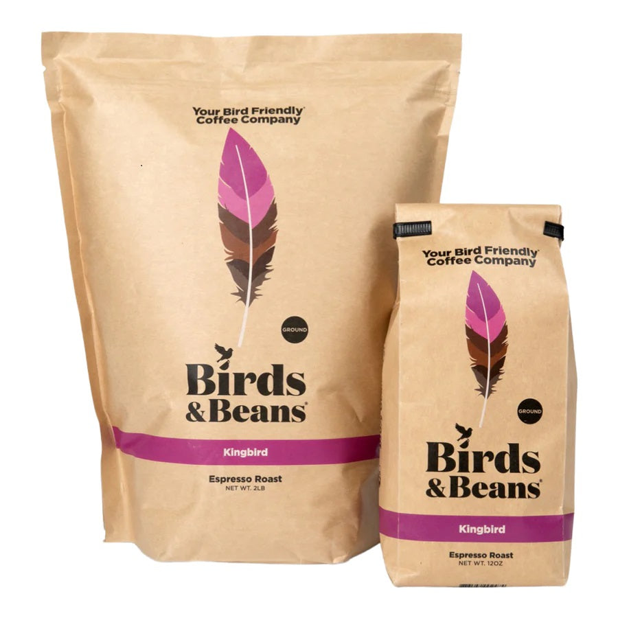 brown paper bag with purple feather