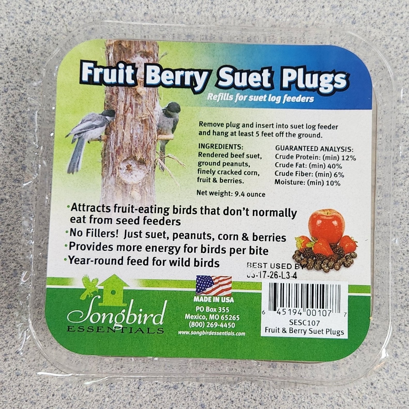 Fruit Berry Suet Plugs label