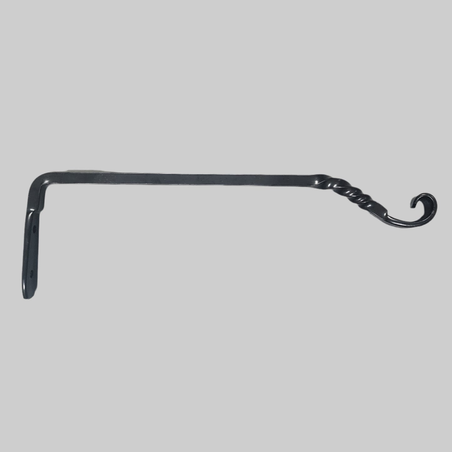 Black steel arm with twist and hook on the end