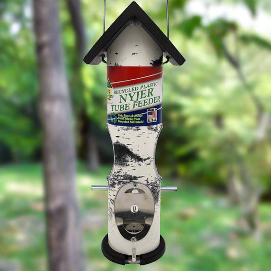 4 port pvc finch feeder with birch finish