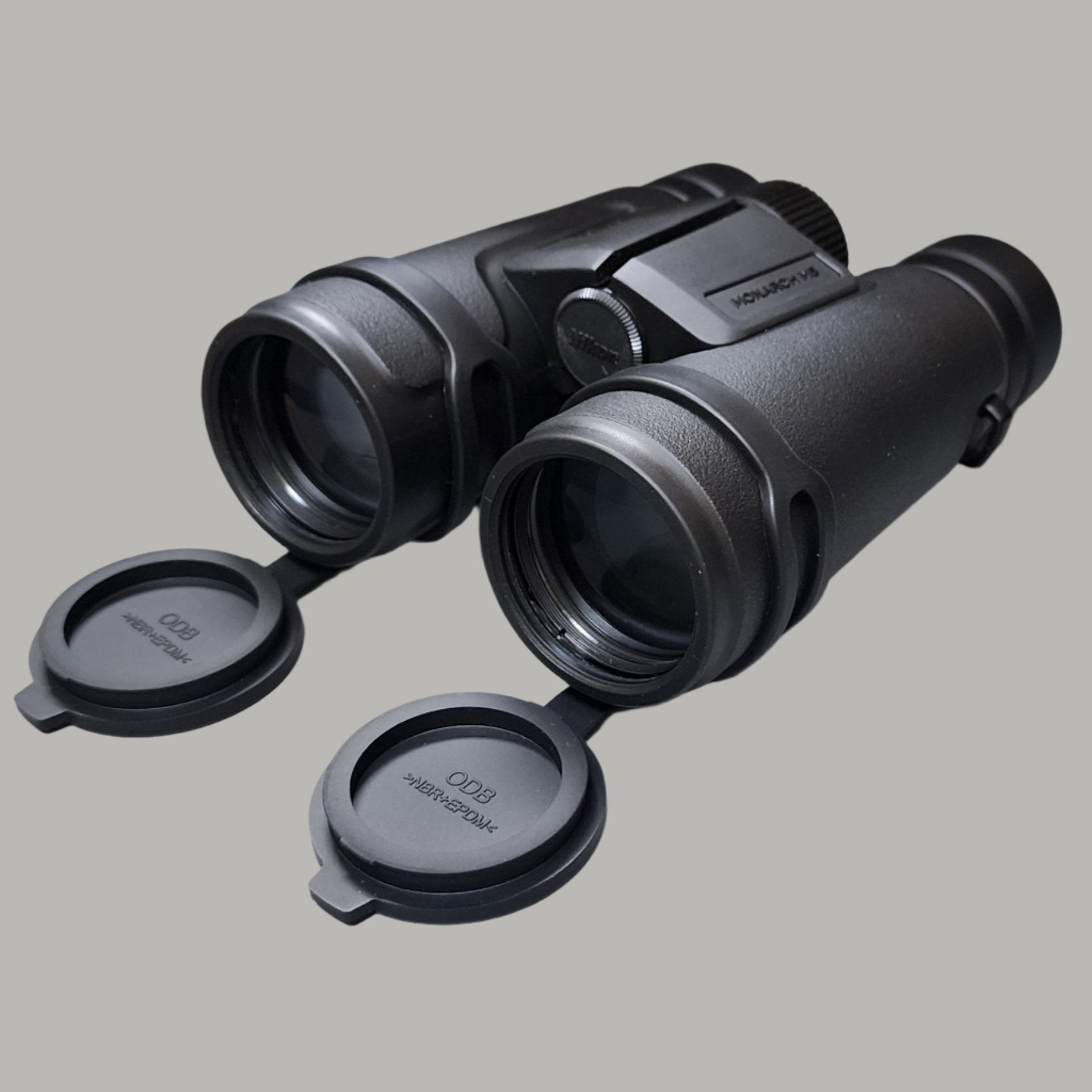 black binoculars with eye cups open