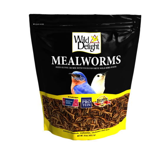 black and yellow bag of dried mealworms