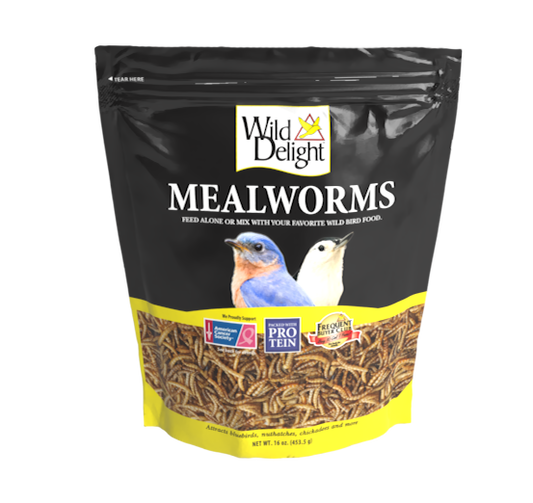 black and yellow bag of dried mealworms