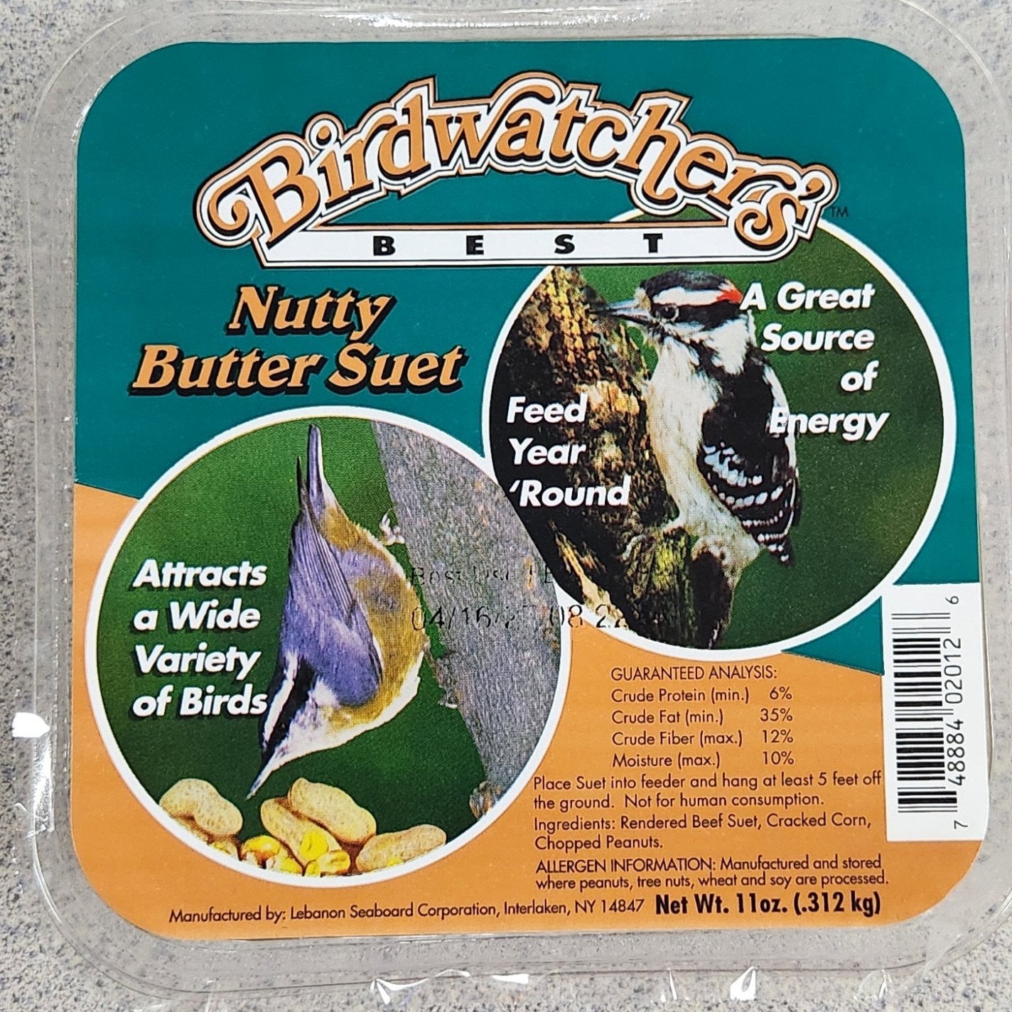 Birdwatcher's Best Nutty Butter suet label