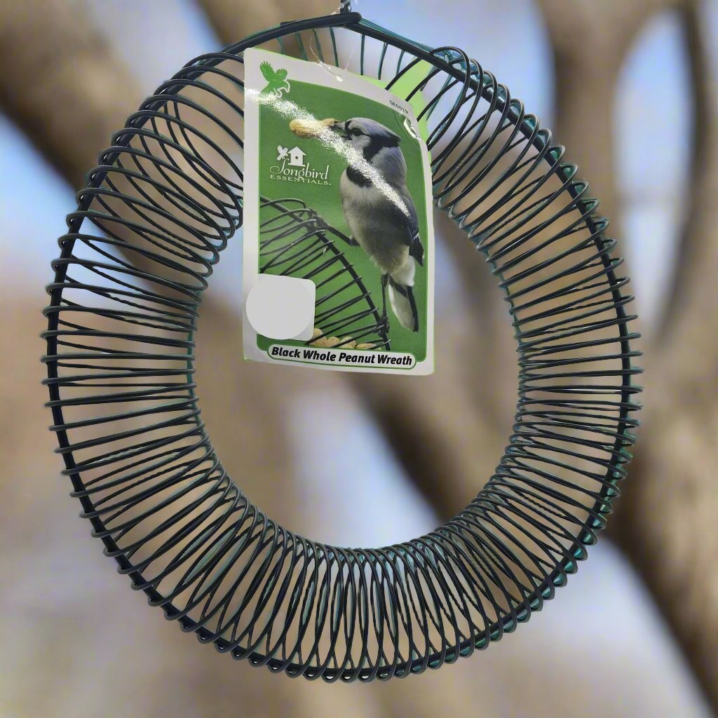 Black wire wreath shaped feeder