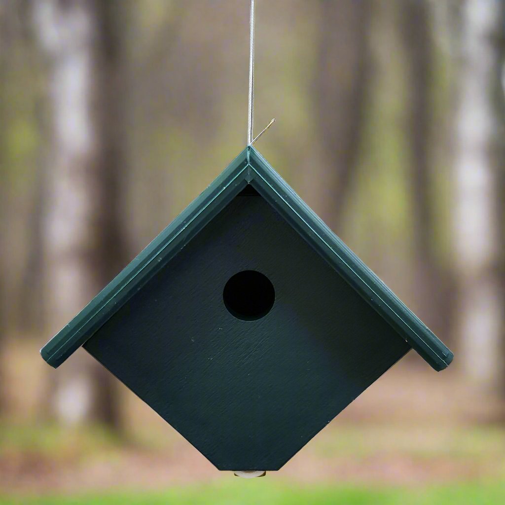 Green diamond shaped bird house