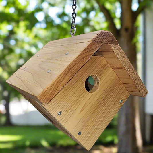 Wood diamond shaped bird house