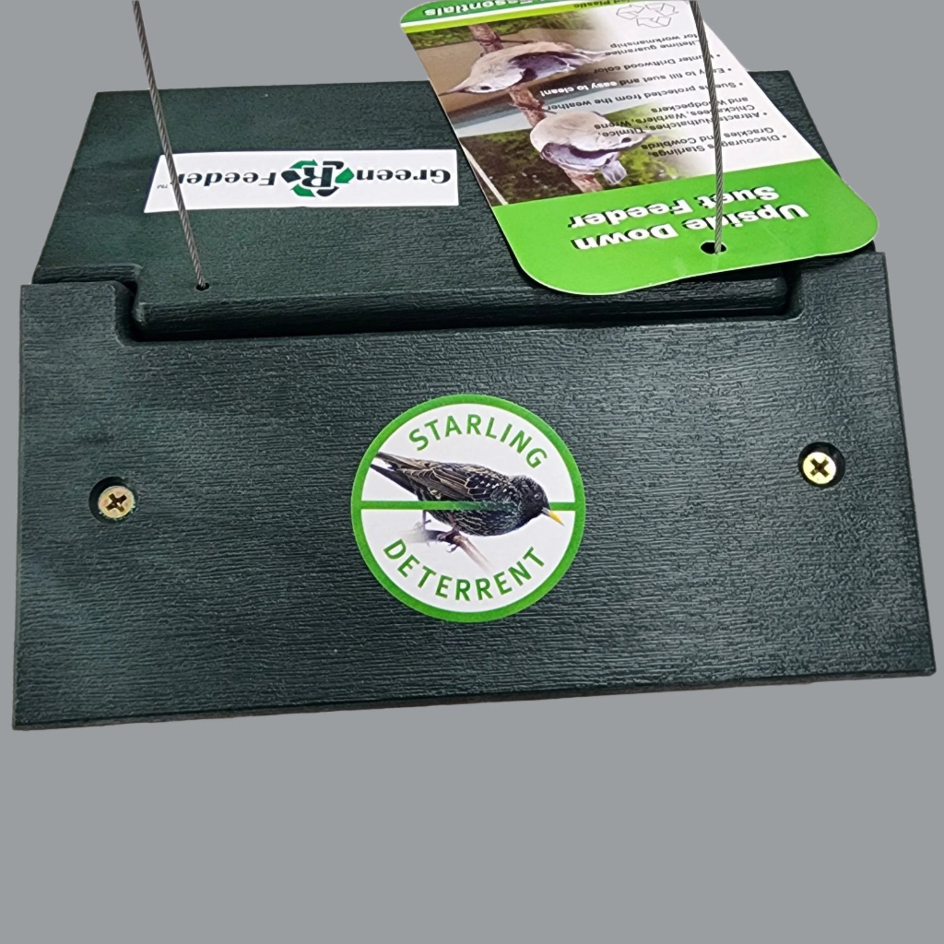 Green feeder with Starling Deterrent tag