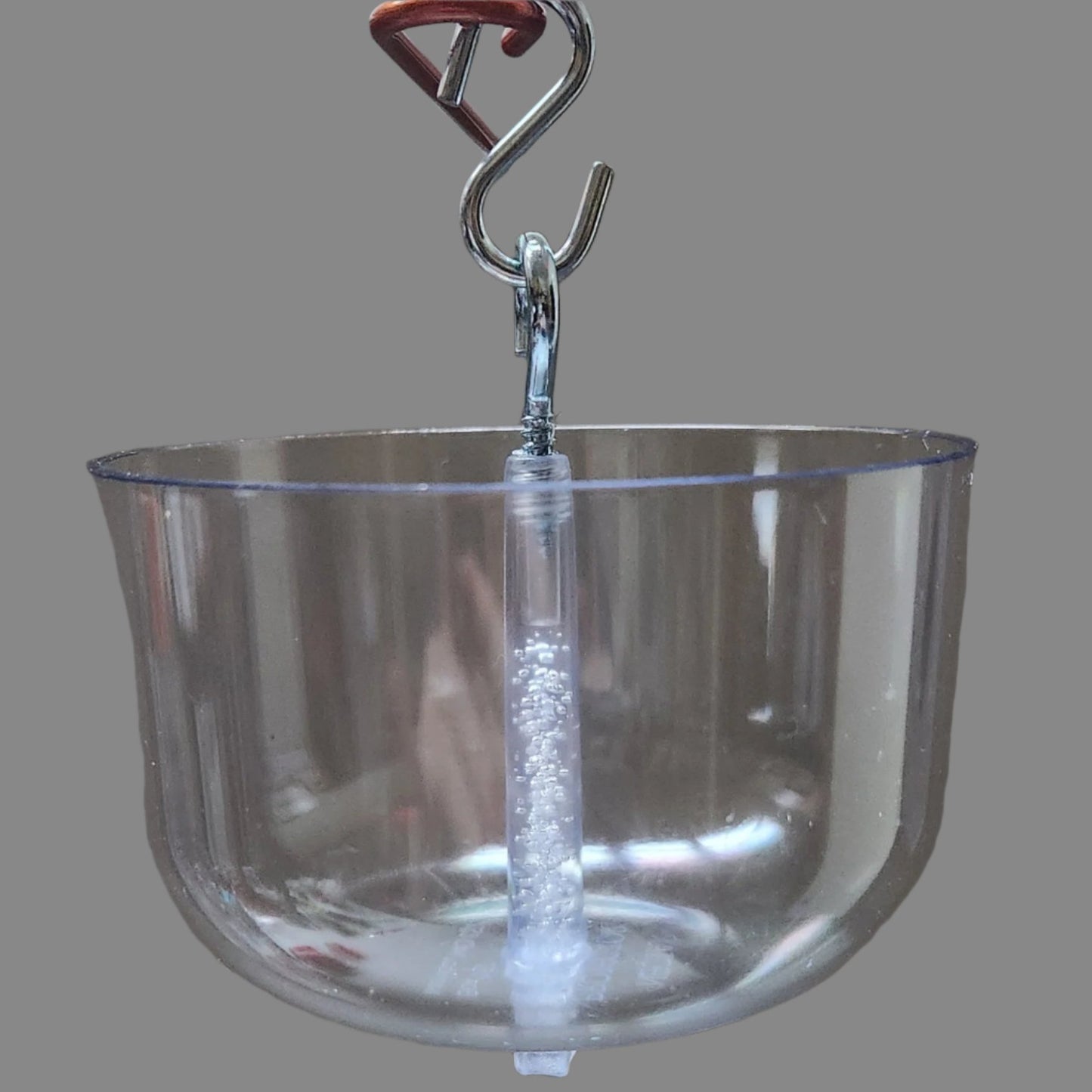 Clear cup with silver hanger