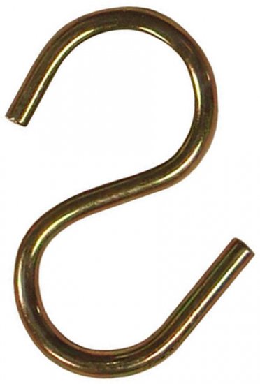 1&1/4" Steel S Hook with Yellow zinc corrosion resistant finish