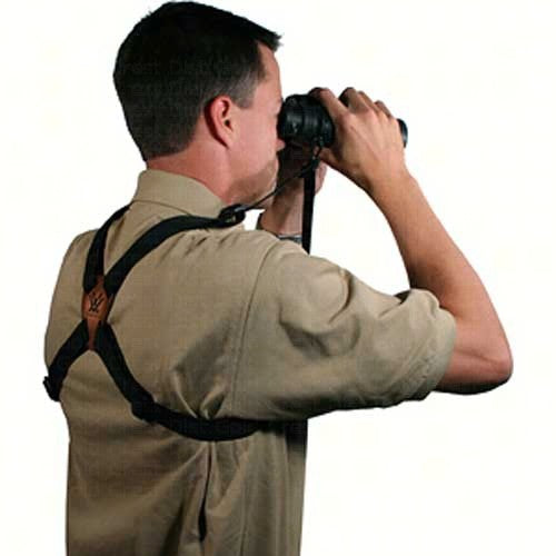 Gentleman wearing a Vortex harness using binoculars